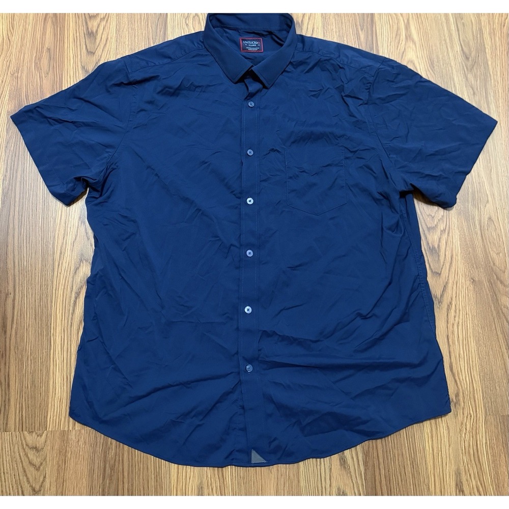 UNTUCKit Shirt Mens Extra Large Gironde SS Stretch Regular Fit Navy